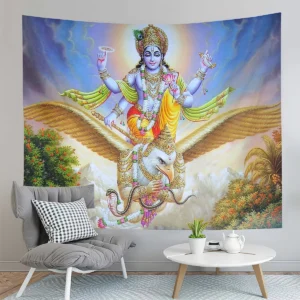 Indian Patron Saint Vishnu Tapestry Religious Belief Holiday Tapestry Wall Hanging Decor Tapestries Bedroom Home Living Room